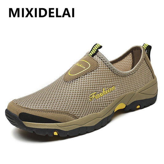 Classic Summer Breathable Men&#39;s Casual Shoes Mesh Large Size Men Sneakers Flat Fashion Moccasins Outdoor Non-slip Hiking Shoes
