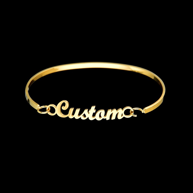 20 Styles New Stainless Steel Customized Bangle Personalized Nameplate Letter Heart Bracelet For Women Girl Jewelry Wedding Gift