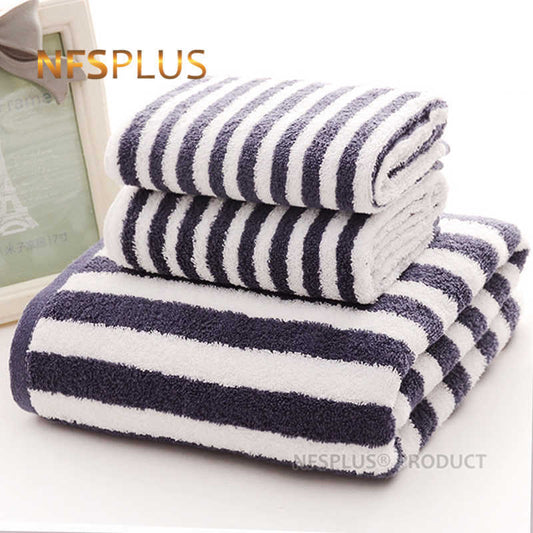 Striped Cotton Bath Towel For Bathroom 70x140cm Blue Coffee Soft Absorbent Hand Face Terry Towels Travel Sport Spa Gym Washcloth