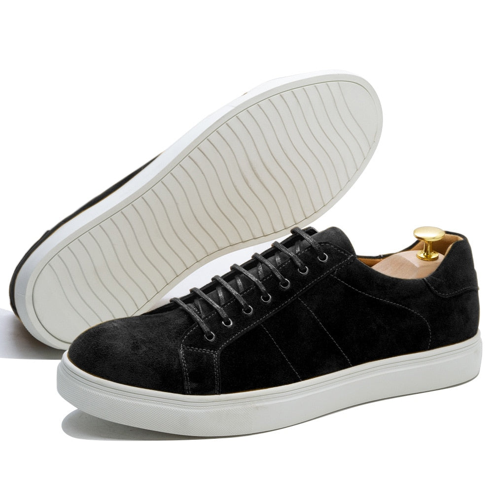 Classic Fashion Men&#39;s Flat Derby Casual Shoes Cow Suede Leather Daily Commuting Lace-Up Soft Sole Nubuck Sneakers for Men