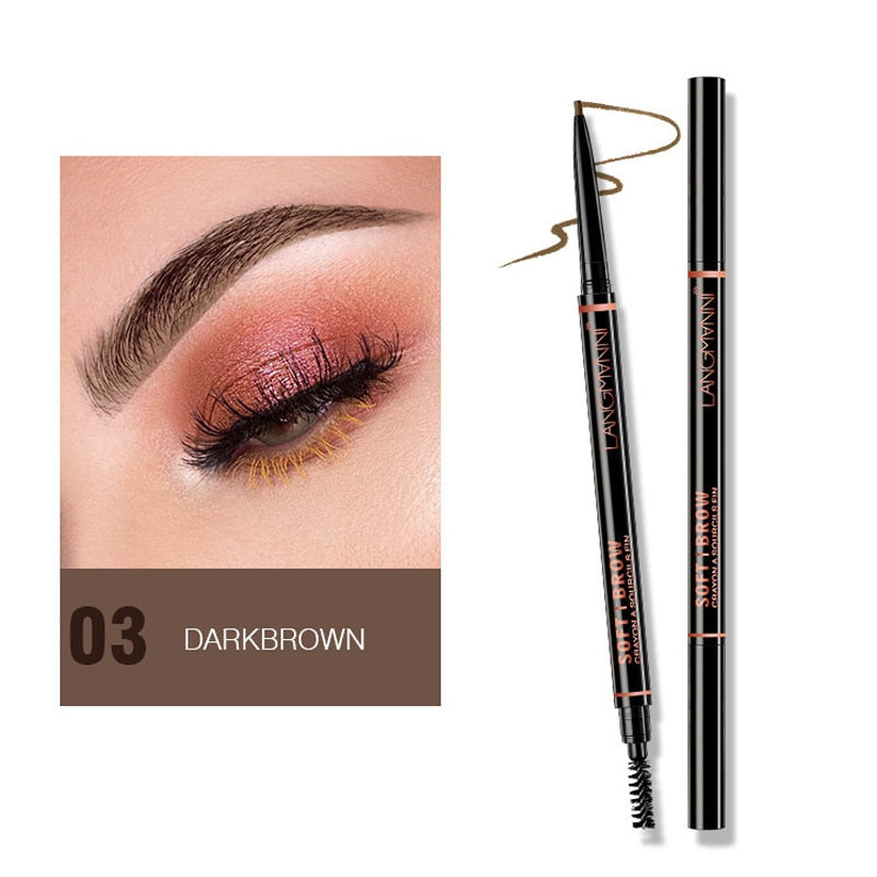 Waterproof Eyebrow Tattoo Pen Brow Enhancer Automatic Rotation Double Head Eye Makeup Natural Long-Lasting