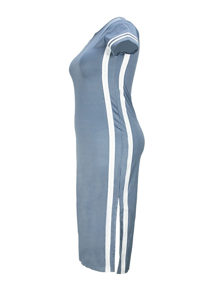 Plus Size Women Clothing Dresses with Split Summer Tshirt Dress Oversized Streetwear Knit Midi Dress Wholesale Bulk Dropshipping