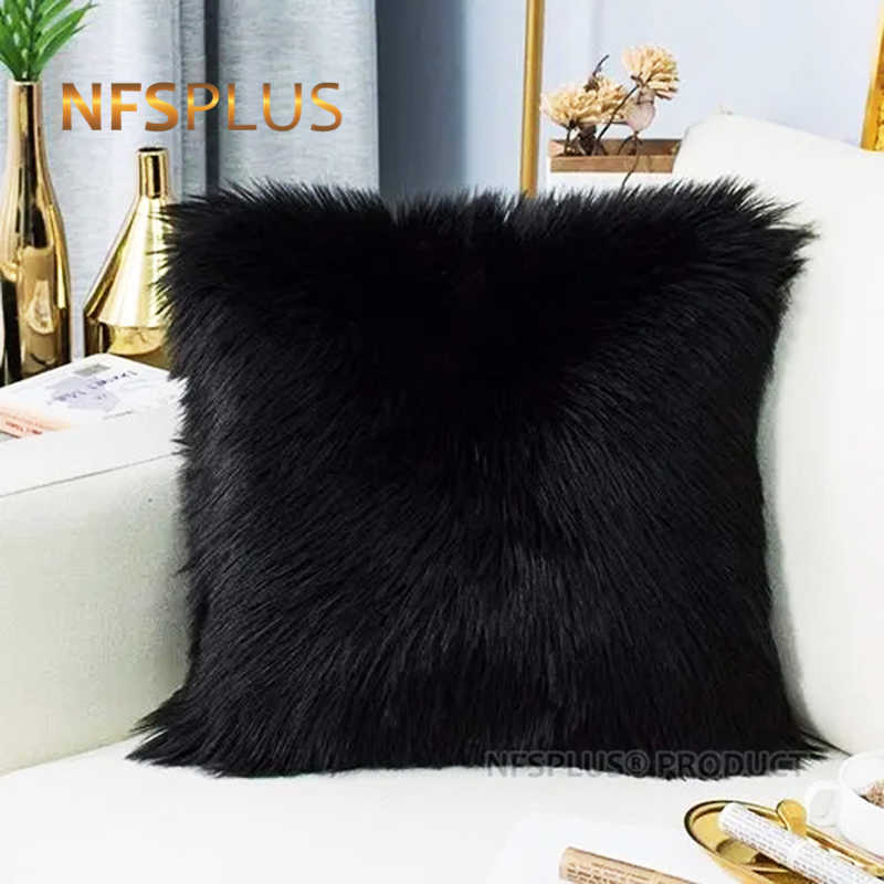 Plush Cushion Cover Pillowcase for Sofa Chair 43x43cm White Black Red Purple Green Grey Home Decorative Throw Pillow Case Covers