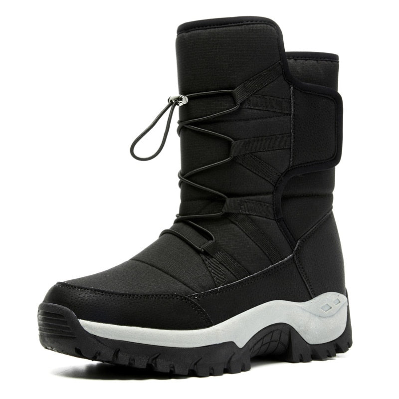 New Warm Plush Snow Boots Men Lace Up Casual High Top Men&#39;s Boots Waterproof Winter Boots Anti-Slip Ankle Boots Army Work Boots