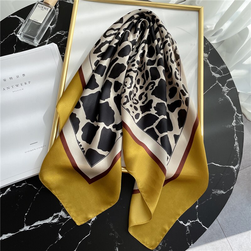 Design Silk Feeling Square Scarf Women Luxury 70cm Shawl Wraps Female Hair Hand  Wrist Foulard Headkerchief Hijab Bandana New