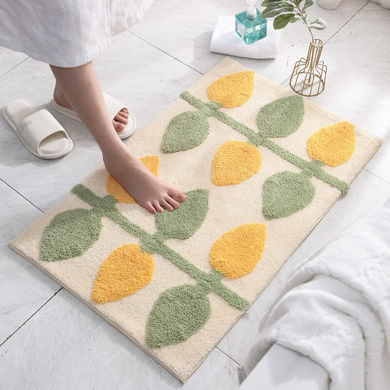 High Quality Bath Mat Simple Style Flocking Bathroom Non-slip Mat Bathroom Door Mat Microfiber Bathroom Carpet