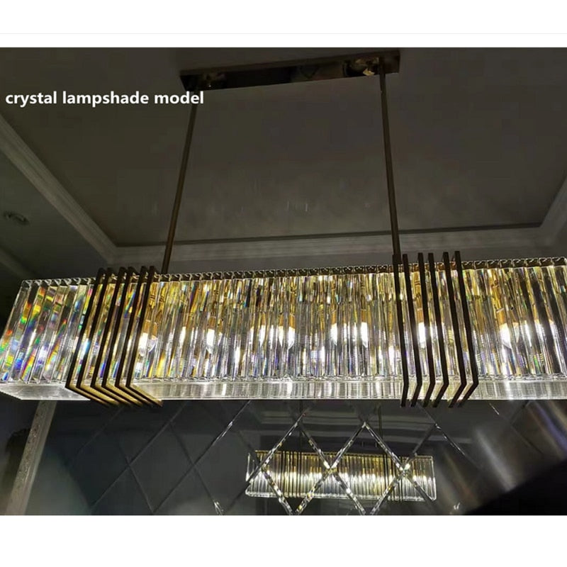 American Luxury Steel Led E14 Pendant Lights Dining Room Gold Lustre Straight Hanging Lamp Deco Indoor Lighting Fixtures Lamp