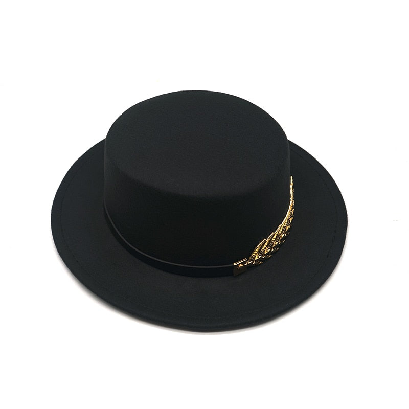 Autumn Winter Women Men Wool Vintage Trilby Felt Fedora Hat Ribbon With Wide Brim Gentleman Elegant  For Lady Flat top Jazz Caps