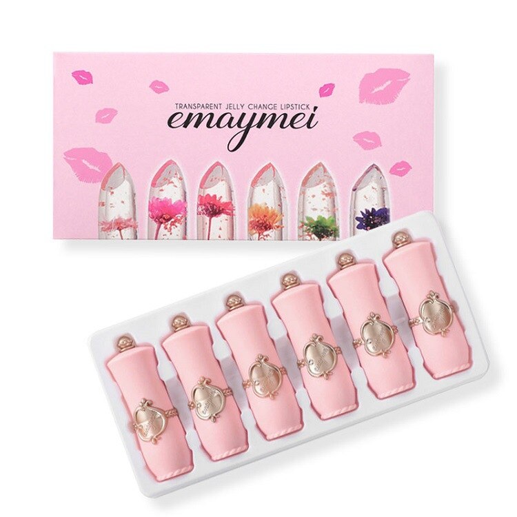 6-pack Transparent Moisturizing Jelly Lipstick Moisturizing Color Changing Lipstick Set Wholesale Make Up  Matte Lipstick