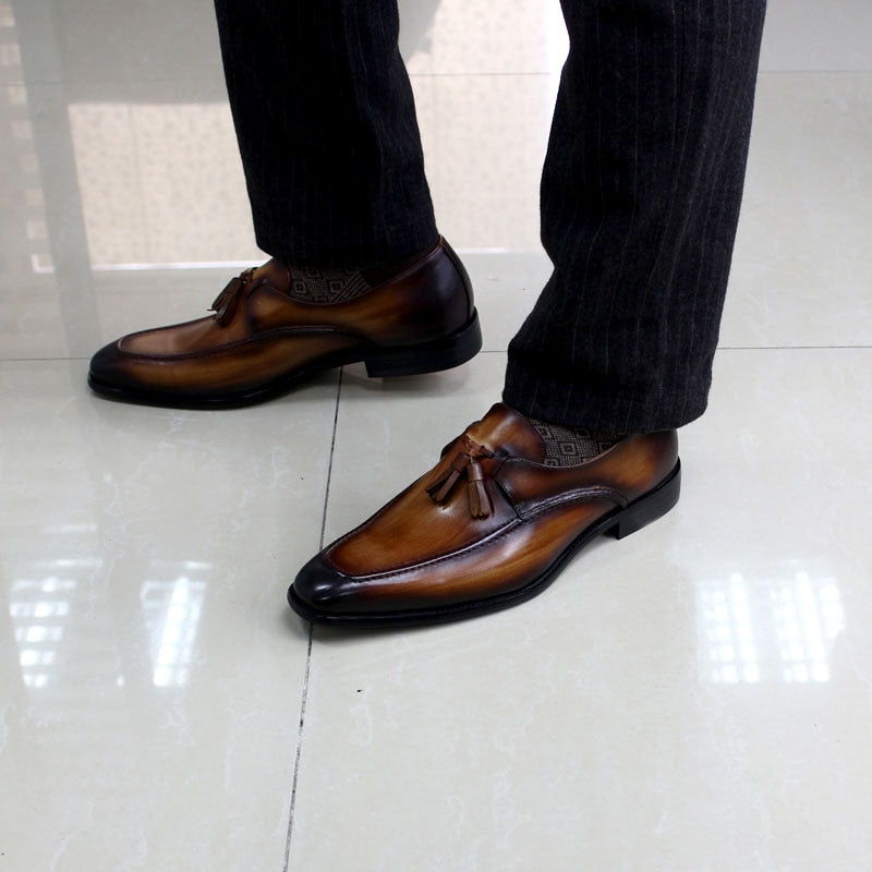 Size 6-13 Mens Tassel Loafers Handmade Genuine Leather Formal Shoes Party Wedding Man Dress Shoes Casual Shoe Male Footwear