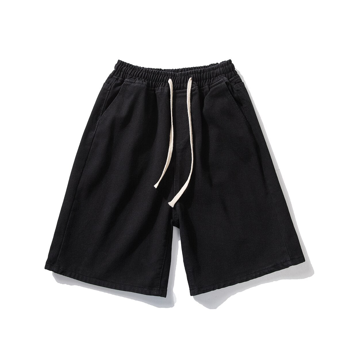 Men&#39;s Denim Shorts 2023 Summer New Korean Street Loose Straight Leg Wide Leg Shorts Retro Baggy Casual Shorts Black White Blue