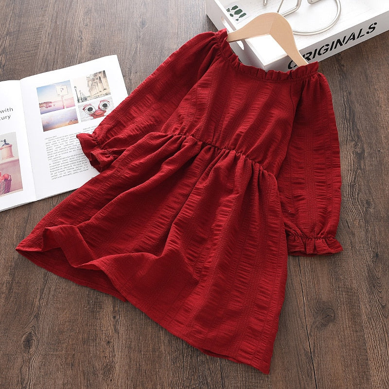 Menoea Baby Girl Cute Costume Fall 2022 Children Mesh Cotton Dress with Long Puff Sleeve Princess Dresses Winter Dress for Girls