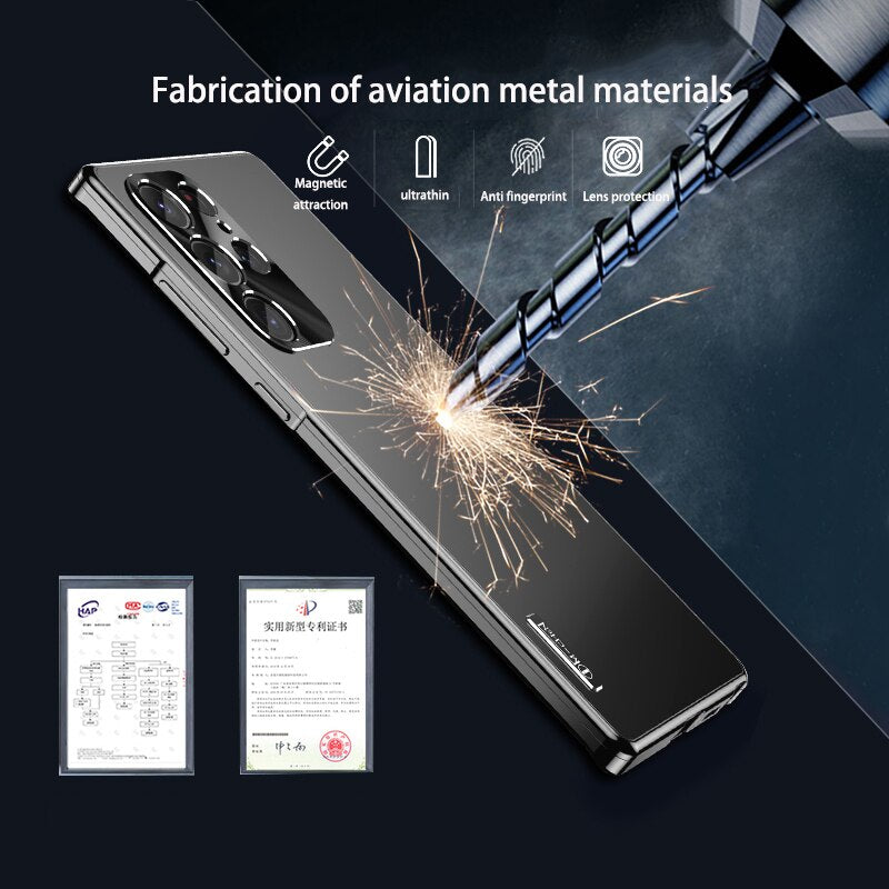 2023 New Metal Shell For Samsung Galaxy S23 S22 S21 ultra Phone Case Built in Lens protection titanium alloy mobile phones cover