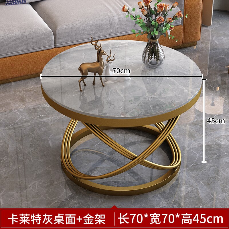 Round Organizer Coffee Table Marble Top Nordic Fashionable Work Gold Coffee Table Tea Game Design Muebles De La Sala Furniture