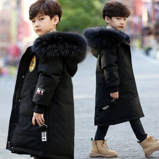 2022 Boys Velvet Thick Jackets  Winter -30℃ Children&#39;s Parka Warm Cotton-Padded Outerwear Big Kids Thickening Coat Clothes 5-12Y