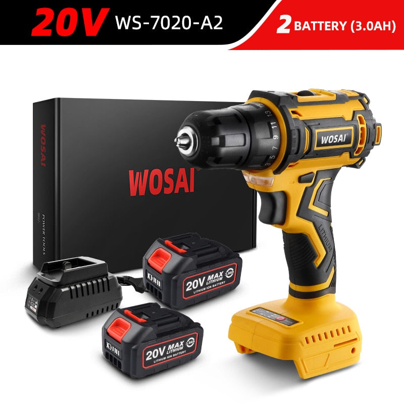 WOSAI 20V Brushless Electric Drill 50NM Cordless Screwdriver Lithium-Ion Battery Mini Electric Power Screwdriver MT-Series Tools