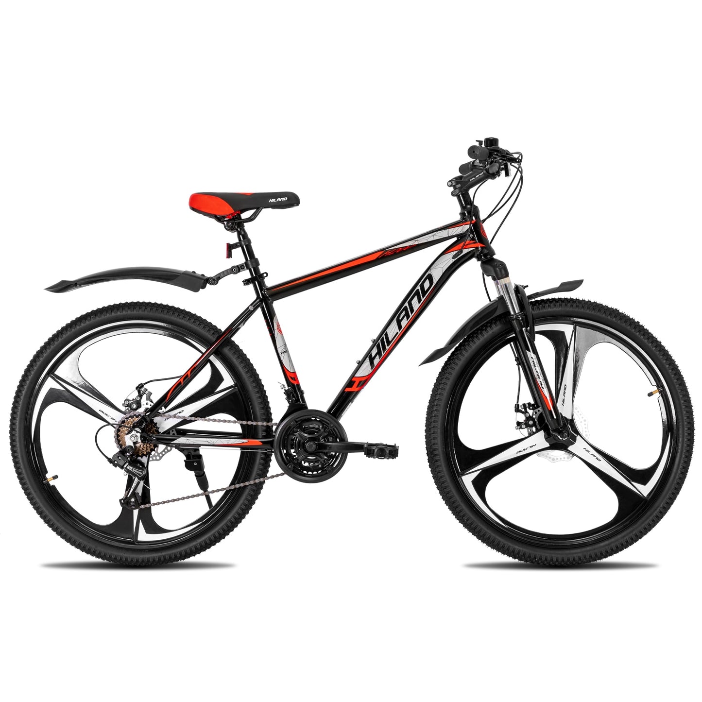 Hiland Mountain Bike 21 Speeds Drivetrain,Aluminum Frame 26 Inch Wheels Disc-Brake Spokes Men Women Men&#39;s MTB Bicycle