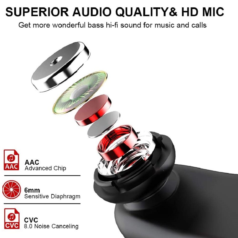 TWS Bluetooth 5.1 Earhook Earphone Sports LED Headsets Headphone Wireless Earbuds Noise Reduction With Microphone For HiFi Music