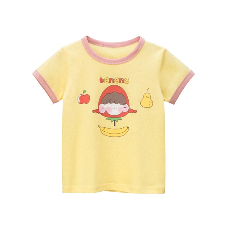 Cotton Children Kids T-shirt For Boys a Boy T Shirt Girls Tops Cartoon Baby Clothes Tee Short Sleeve Child&#39;s Shirts New 2021