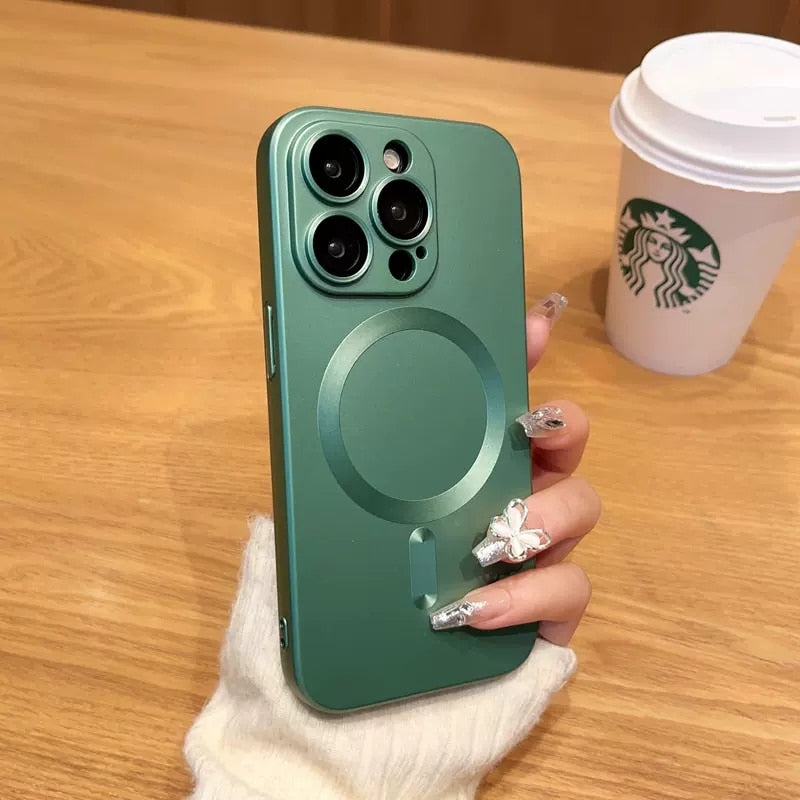 Luxury For Magsafe Magnetic Wireless Charging Matte Case for iPhone 14 13 12 11 Pro Max Plus Silicone Lens Shockproof Cover
