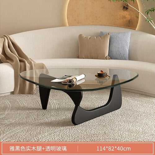 Luxury Modern Coffee Table Black Glass Sofa Coffee Table Transparent Minimalist Sofa Design Mesa De Centro De Sala Furniture