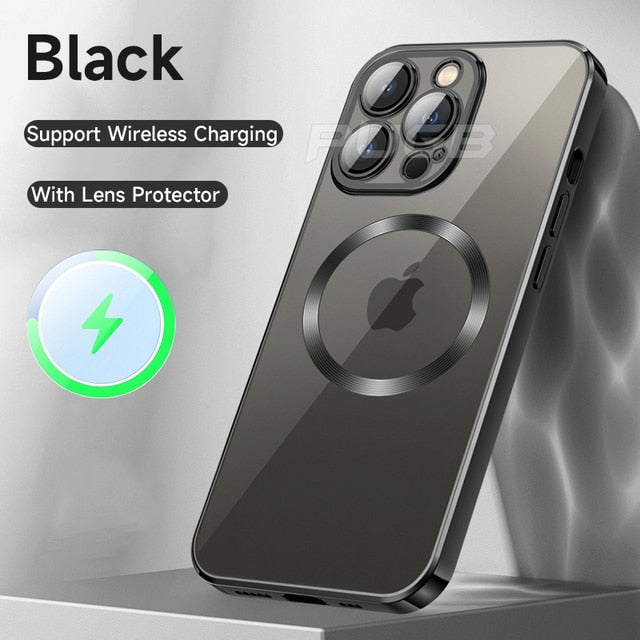Luxury For Magsafe Magnetic Wireless Charging Case For iPhone 13 12 11 14 Pro Max Soft Silicone Transparent Shockproof Cover