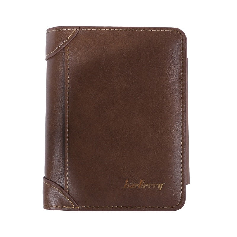 Men Wallet Genuine Leather Trifold Wallet Vintage Thin Short Multi Function ID Credit Card Holder Male Purse Money Small bag