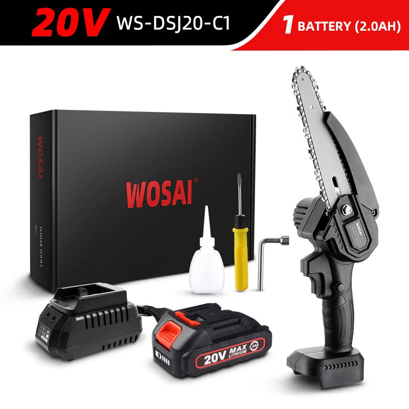 WOSAI 20V MT-Series 6 Inch Brushless chain saw Cordless Mini Handheld Pruning Saw Portable Woodworking Electric Saw Cutting Tool