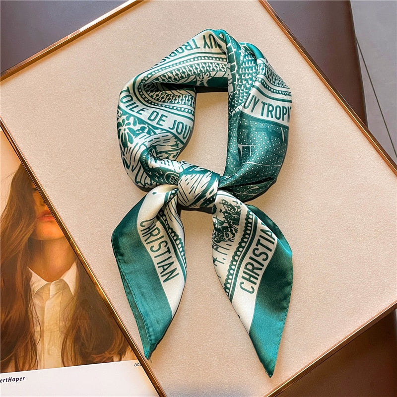 Design Silk Feeling Square Scarf Women Luxury 70cm Shawl Wraps Female Hair Hand  Wrist Foulard Headkerchief Hijab Bandana New