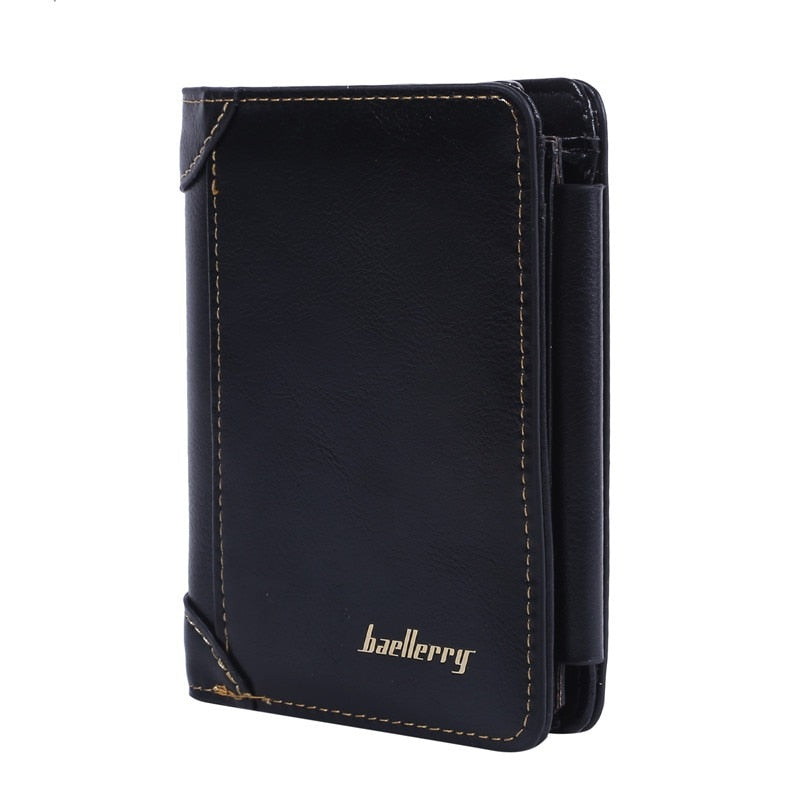 Men Wallet Genuine Leather Trifold Wallet Vintage Thin Short Multi Function ID Credit Card Holder Male Purse Money Small bag