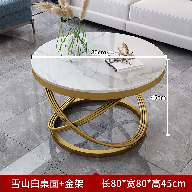 Round Organizer Coffee Table Marble Top Nordic Fashionable Work Gold Coffee Table Tea Game Design Muebles De La Sala Furniture