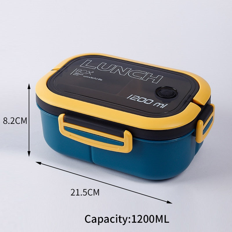 2-Layers Sealed Kids Lunch Box Fruits Food Containers Student Office Worker Microwavable Bento Box With Fork Spoon Fresh-Keeping