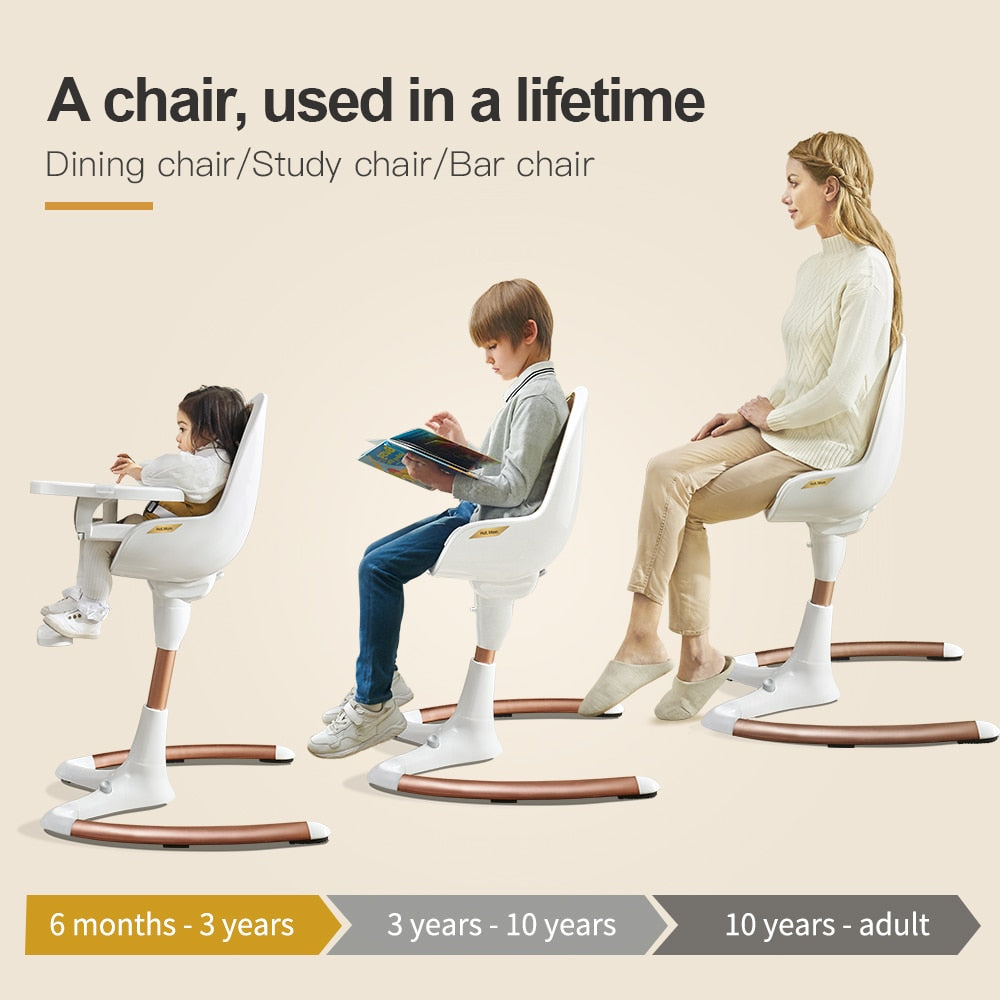 Hot Mom 360°Rotate Baby High Chair,Adjustable Seat Height&amp;Angle Eating Chair with foot rest,Removable Tray,PU Leather Cushion