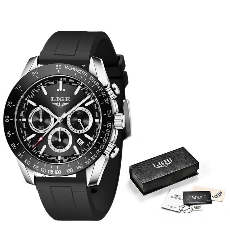LIGE Luxury Gold Metal Wirst Watches Men 2022 Business Quartz Wristwatches Steel Chain Male Clock relogio masculino Men relojes
