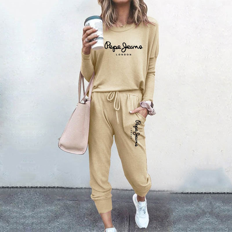 High Quality Women&#39;s Tracksuit Casual Daily Sports Home Wear Woman Shrink Sleeves Sweatshirt +Sweatpants Two-piece Suit(7colors)