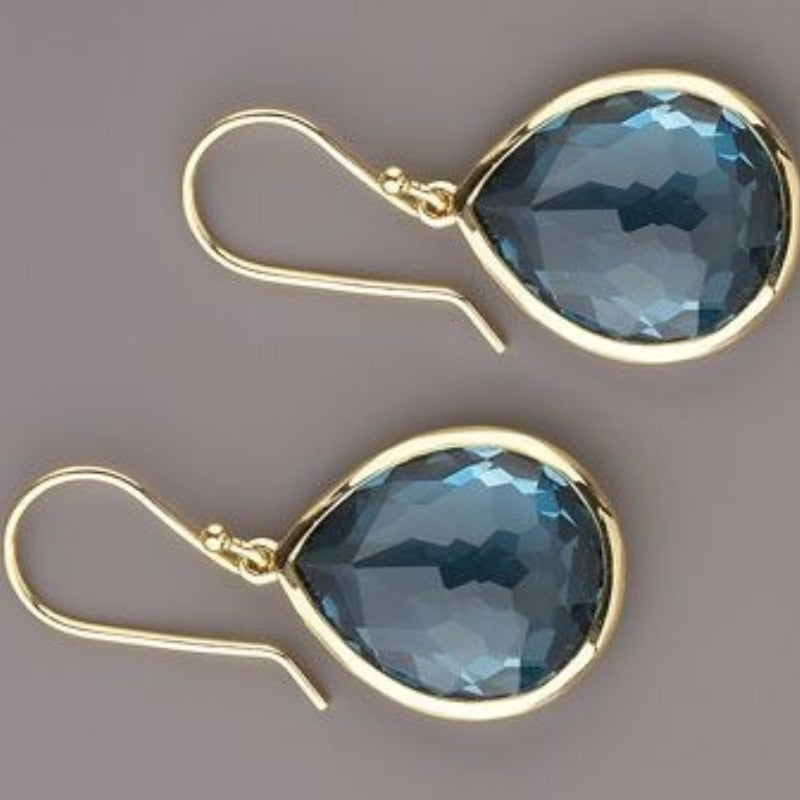 Luxury Cubic Zirconia Aquamarine Gold Color Love Stud Earrings for Women Bride Band Wedding Jewelry