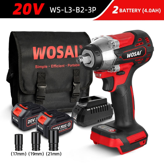 WOSAI MT-Series 340N.m Electric Impact Wrench 20V Brushless Wrench Socket Li-ion Battery Hand Drill Installation Power Tools