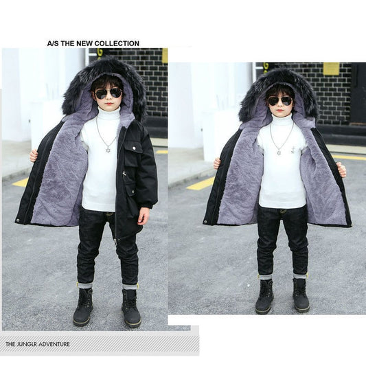 2022 Boys Velvet Thick Jackets  Winter -30℃ Children&#39;s Parka Warm Cotton-Padded Outerwear Big Kids Thickening Coat Clothes 5-12Y