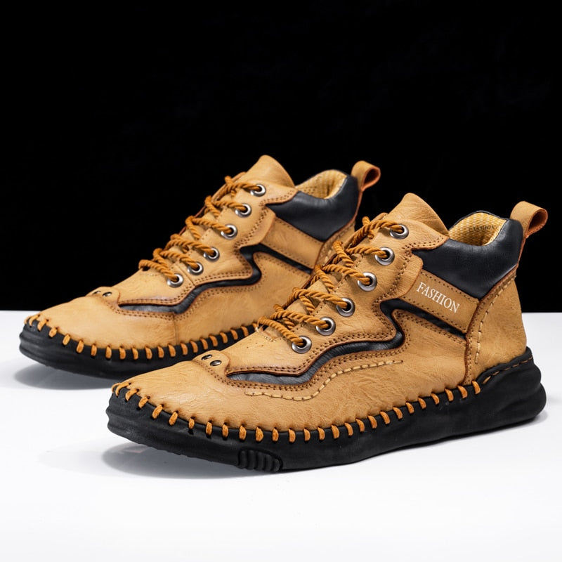 Men Boots Classic Fashion Motorcycle Leather Casual Comfortable Winter Driving Shoes Flats Ankle Leisure Trend Hiking Outdoor