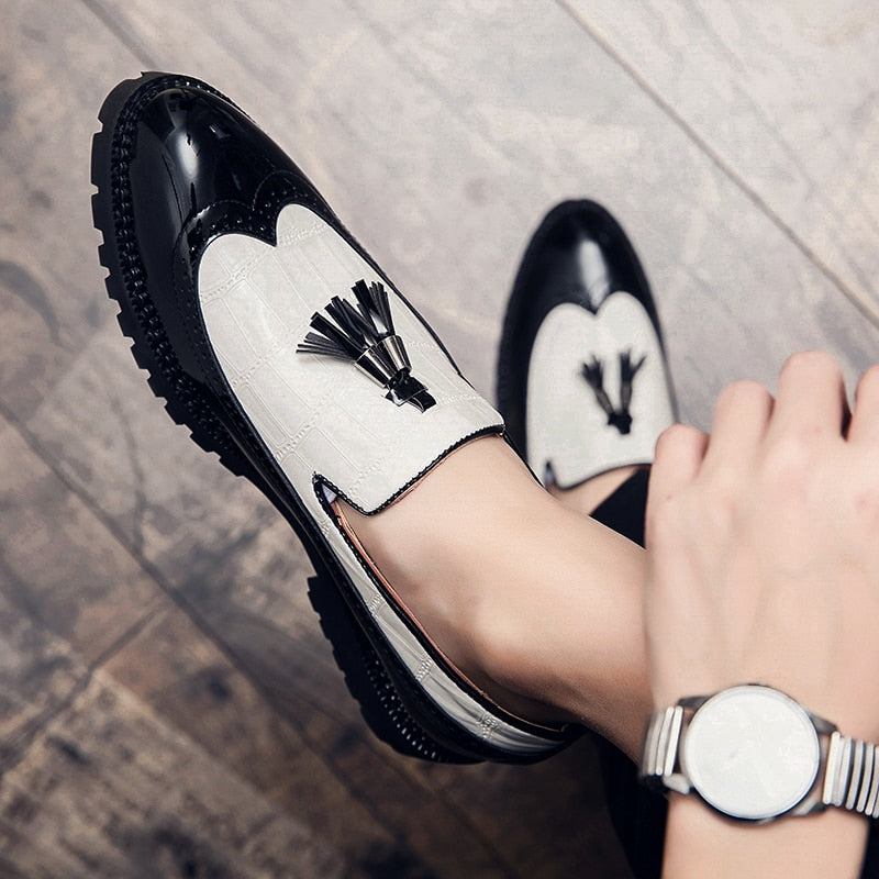 New Casual Loafers Men Leather Shoes, Fashion Wedding Party Shoes, Luxury Men Designer Business Flats Shoes Plus Size 38-47