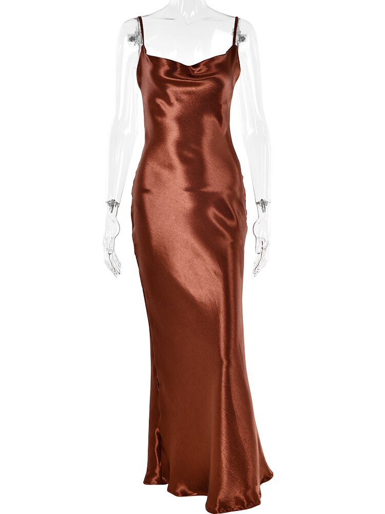 JULISSA MO Sexy Spaghetti Strap Backless Summer Dress Women Satin Lace Up Trumpet Long Dress Elegant Bodycon Party Dresses 2023