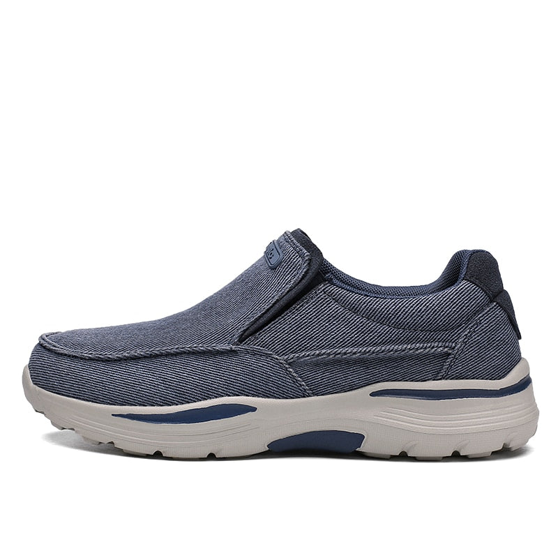 Soothing Breathable Men Canvas Shoes Outdoor Thick Sole Massage Platform Shoes Walkking Comfty Slip On Men Flat Shoe Footwear