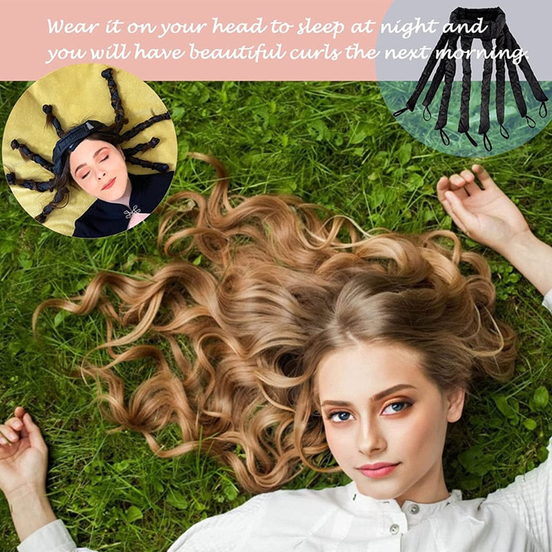 Octopus Heatless Curling Rod Headband Hair Curler No Heat Headband Adjustable Detachable Hair Rollers Headband for Long Hair