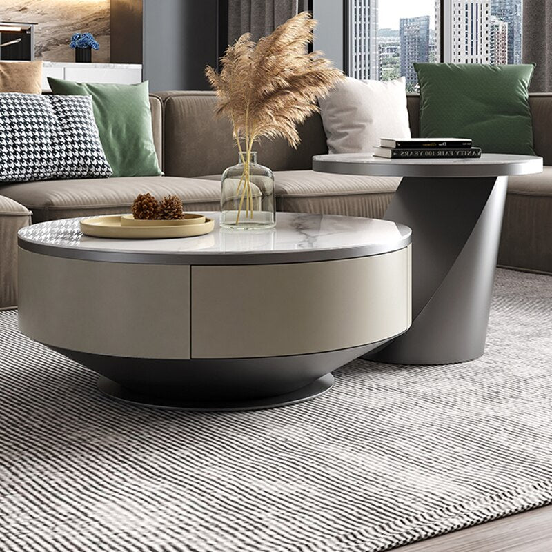 Nordic Luxury Coffee Tables Living Room Metal Low Minimalist Side Table Set Of Round Stainless Steel Table Basse Home Furniture