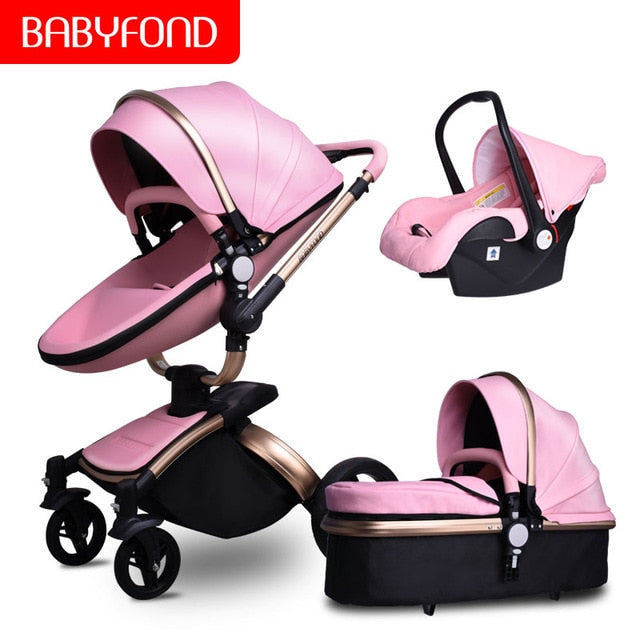 EU Stock Babyfond Luxury Baby Stroller 3 in 1 Travel System With Bassinet And Car Seat 360° Rotation Newborn Egg Pram