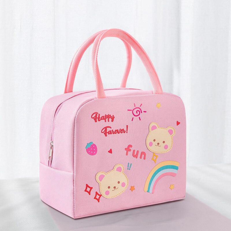 Portable Lunch Bags  For Kids Handigs Thermel Insulatad Camvas Tite Pouch  Scholl Bento  Picnic Food Storege Conteiners Kitchen
