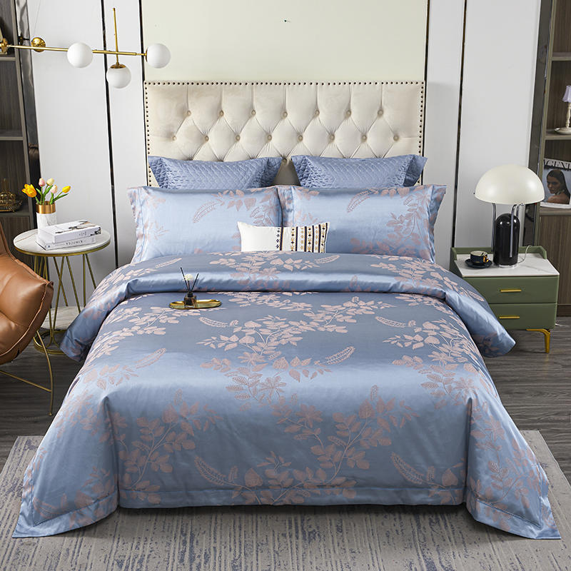 Deodar Luxury 4pcs European Jacquard Embroidery Pure Cotton Thickened Bedspread Wedding Room Bedding Quilt Cover Pillowcase