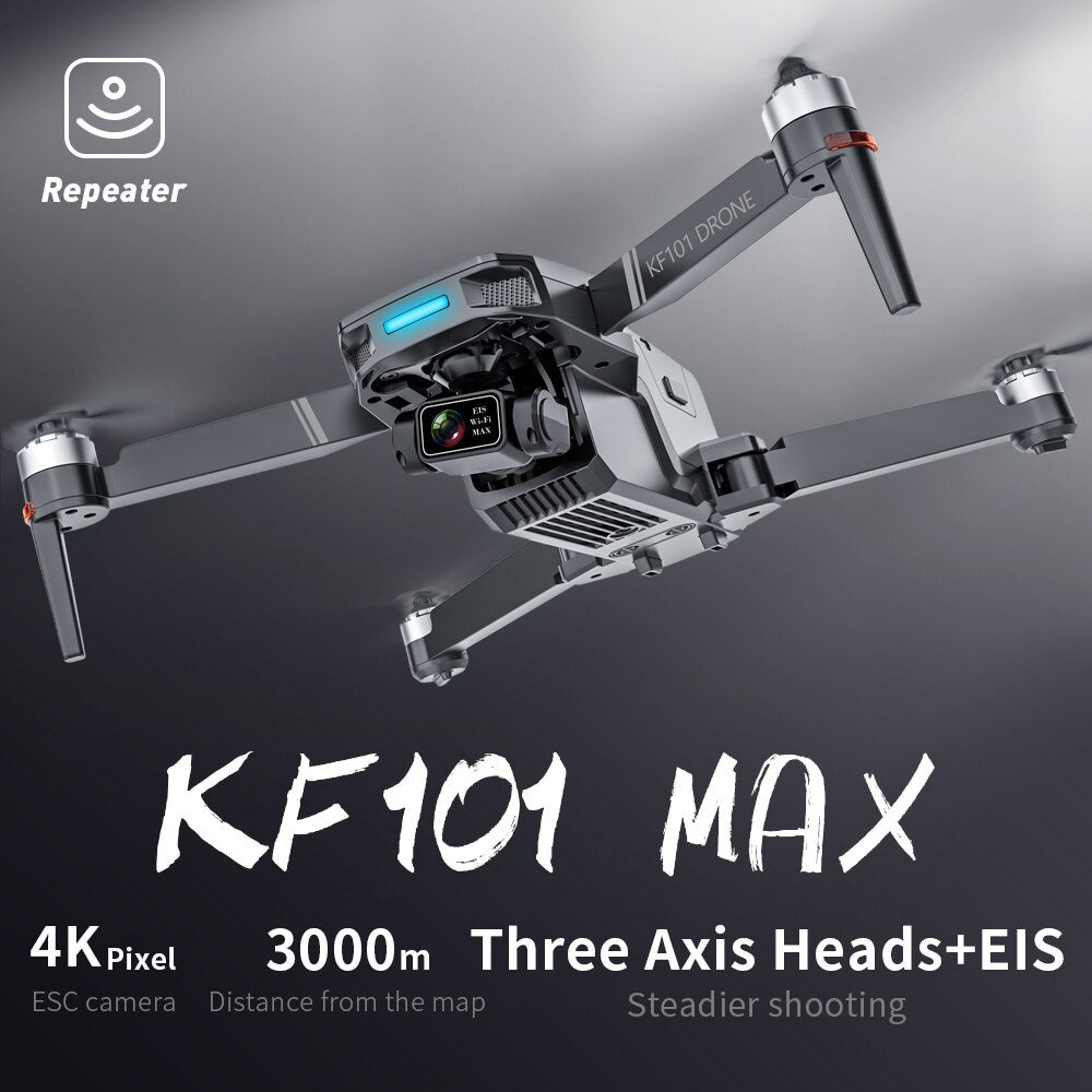 HGIYI KF101 Max Drone 4K Professional 5G WIFI Dron HD EIS Camera Anti-Shake 3-Axis Gimbal Brushless Motor RC Foldable Quadcopter