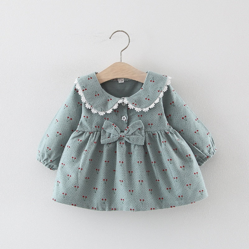 Menoea Infant dress Autumn 2022 Baby Girl Clothes Newborn Kids Long Sleeve Dresses Children Girl Cartoon Bear Pattern Cute Dress