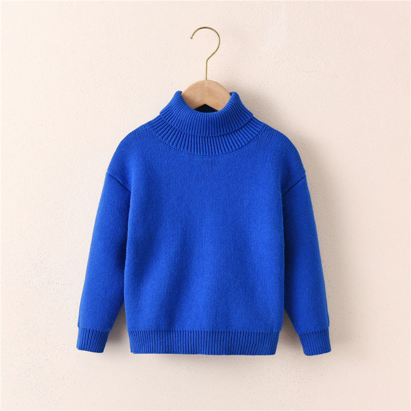 2022 Winter Girls Boys Casual Thick Warm Fleece Turtle-neck Sweaters Cardigan